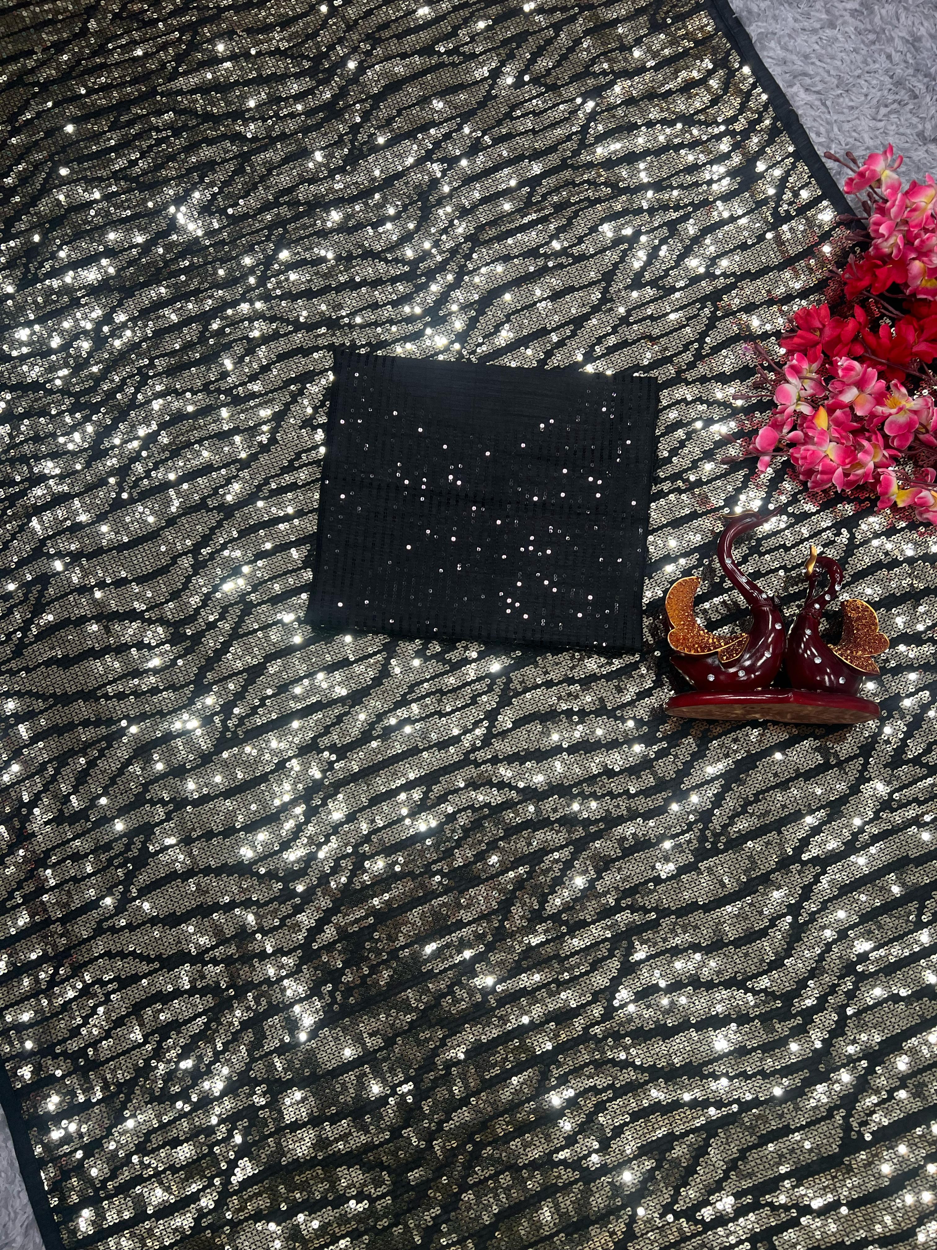 Beautiful Designer Soft Georgette Sequanc Saree Design 5317