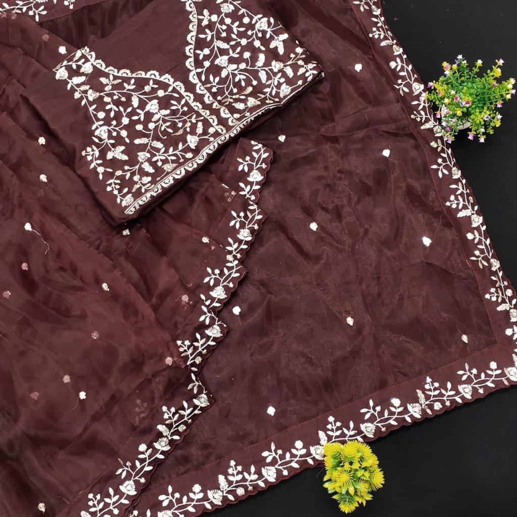 Beautiful Designer Heavy Georgette Exclusive Sequanc Saree