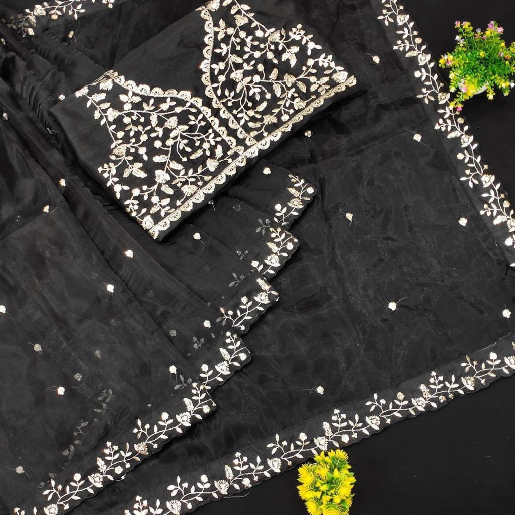 Beautiful Designer Heavy Georgette Exclusive Sequanc Saree