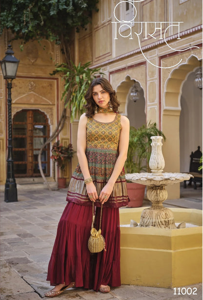 Beautiful Designer Pure Gajji Lagdi Patta Sharara Suit