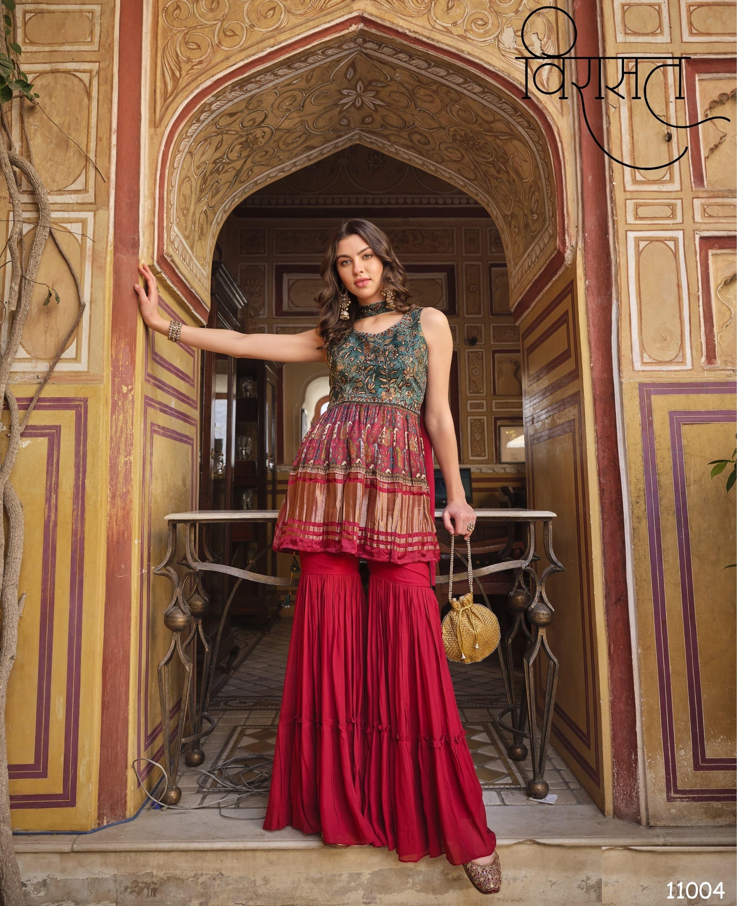Beautiful Designer Pure Gajji Lagdi Patta Sharara Suit