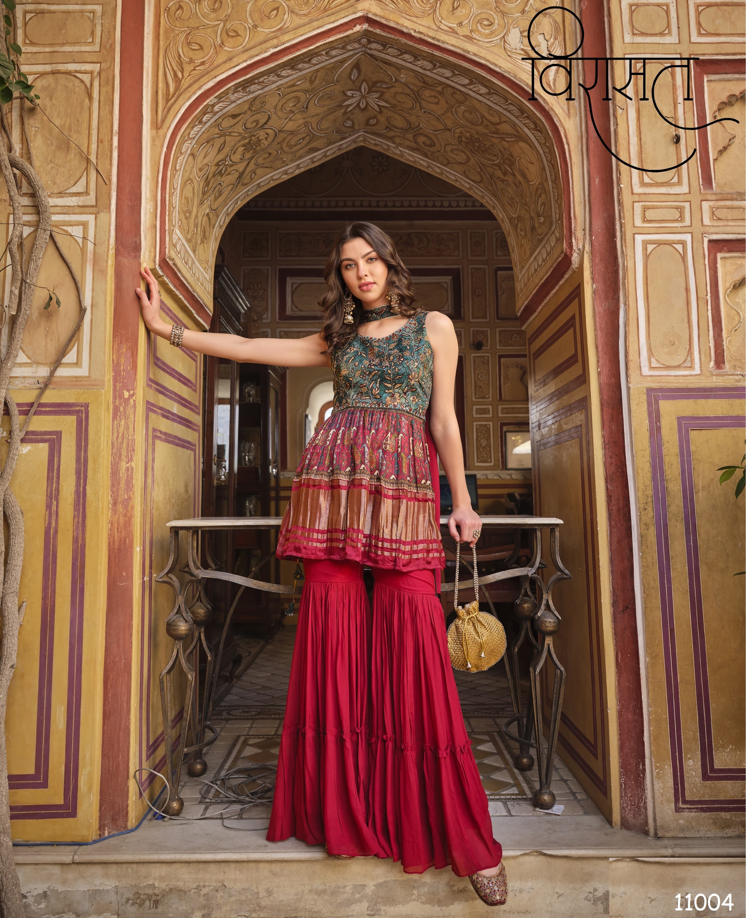 Beautiful Designer Pure Gajji Lagdi Patta Sharara Suit