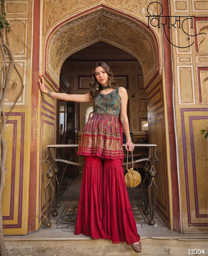 Beautiful Designer Pure Gajji Lagdi Patta Sharara Suit