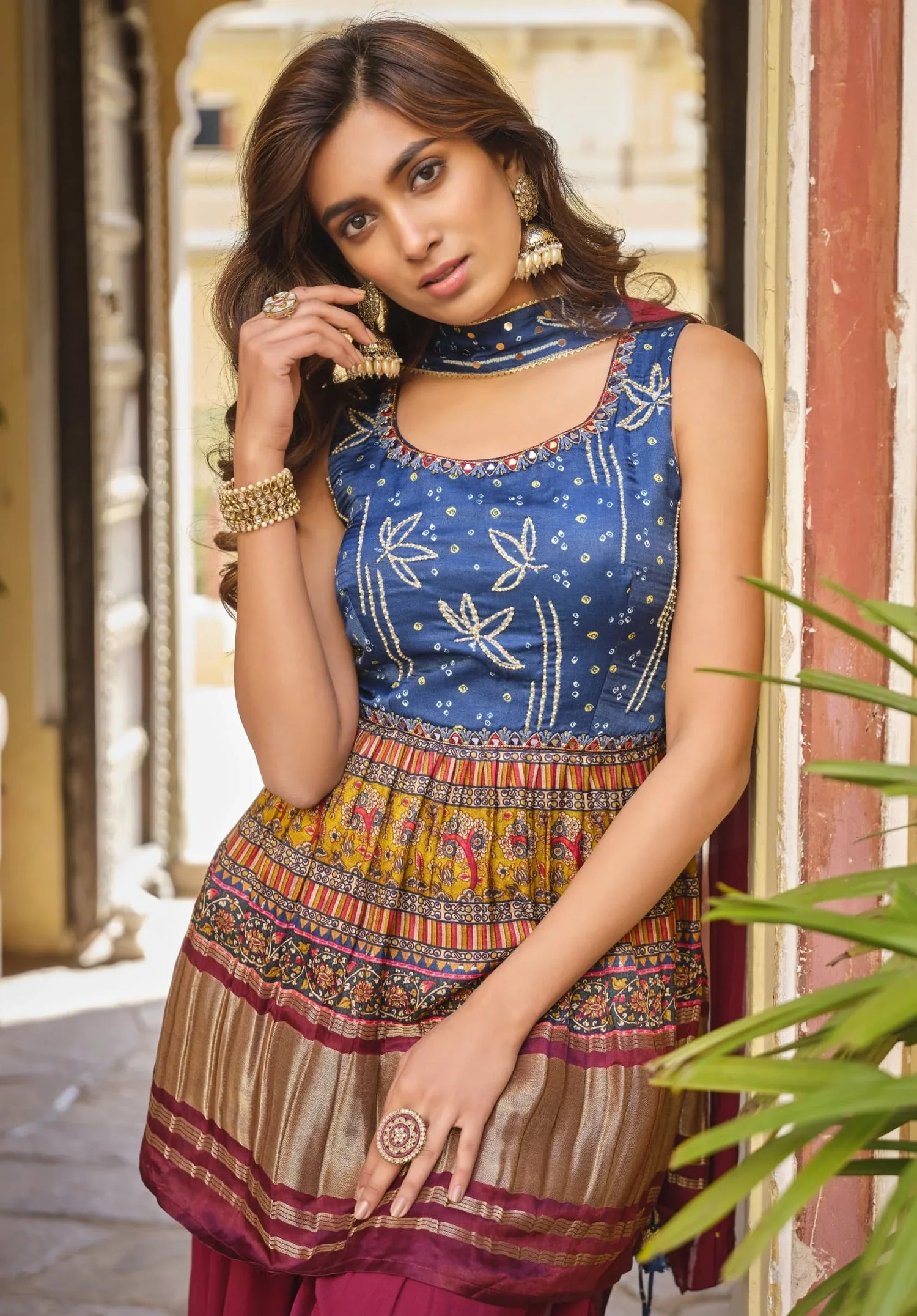 Beautiful Designer Pure Gajji Lagdi Patta Sharara Suit