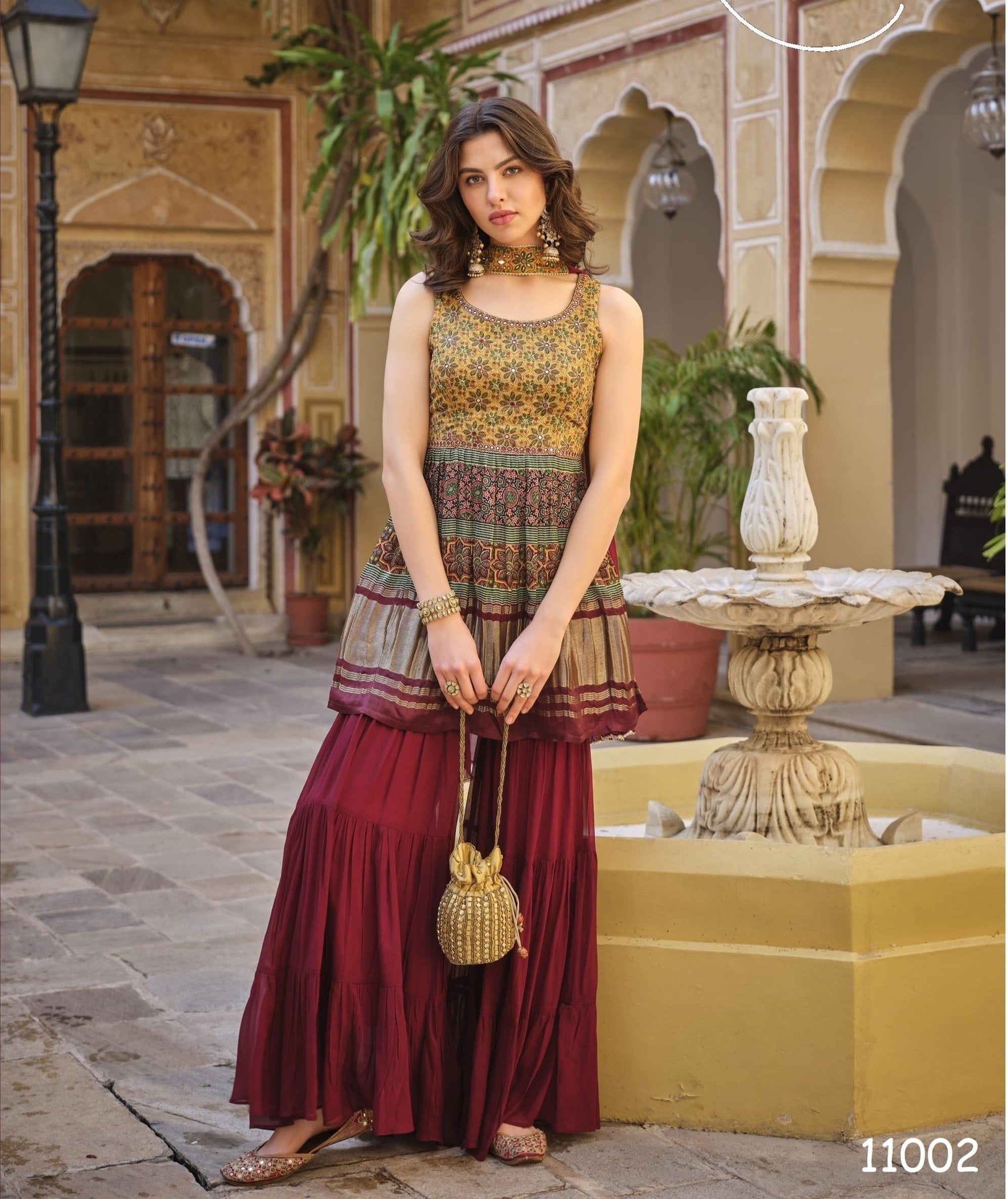 Beautiful Designer Pure Gajji Lagdi Patta Sharara Suit