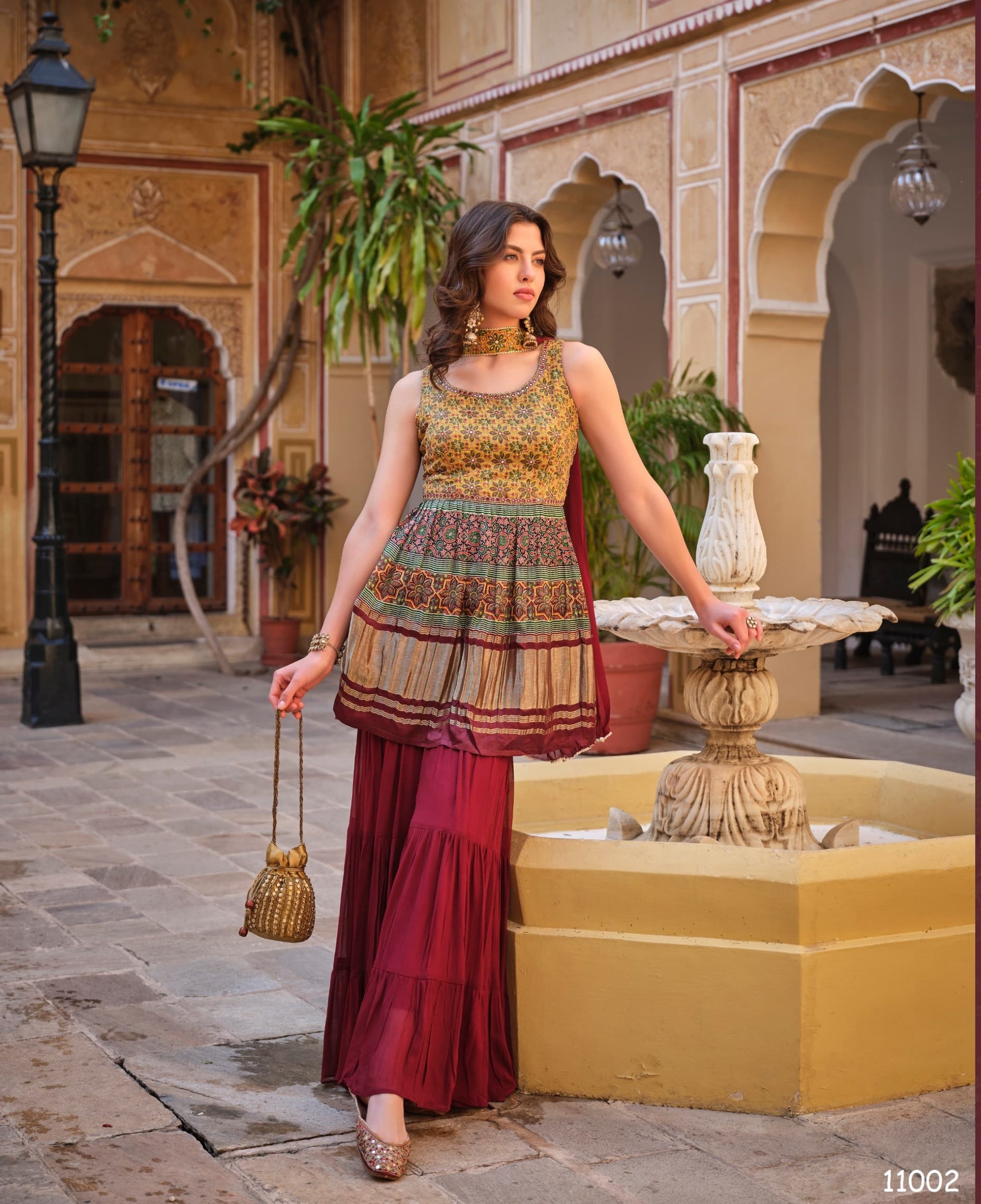 Beautiful Designer Pure Gajji Lagdi Patta Sharara Suit