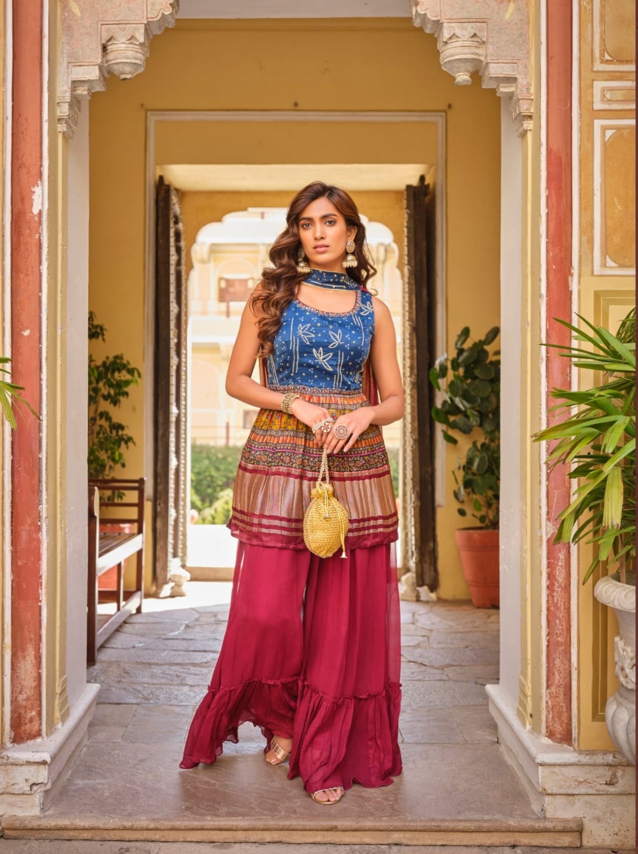 Beautiful Designer Pure Gajji Lagdi Patta Sharara Suit