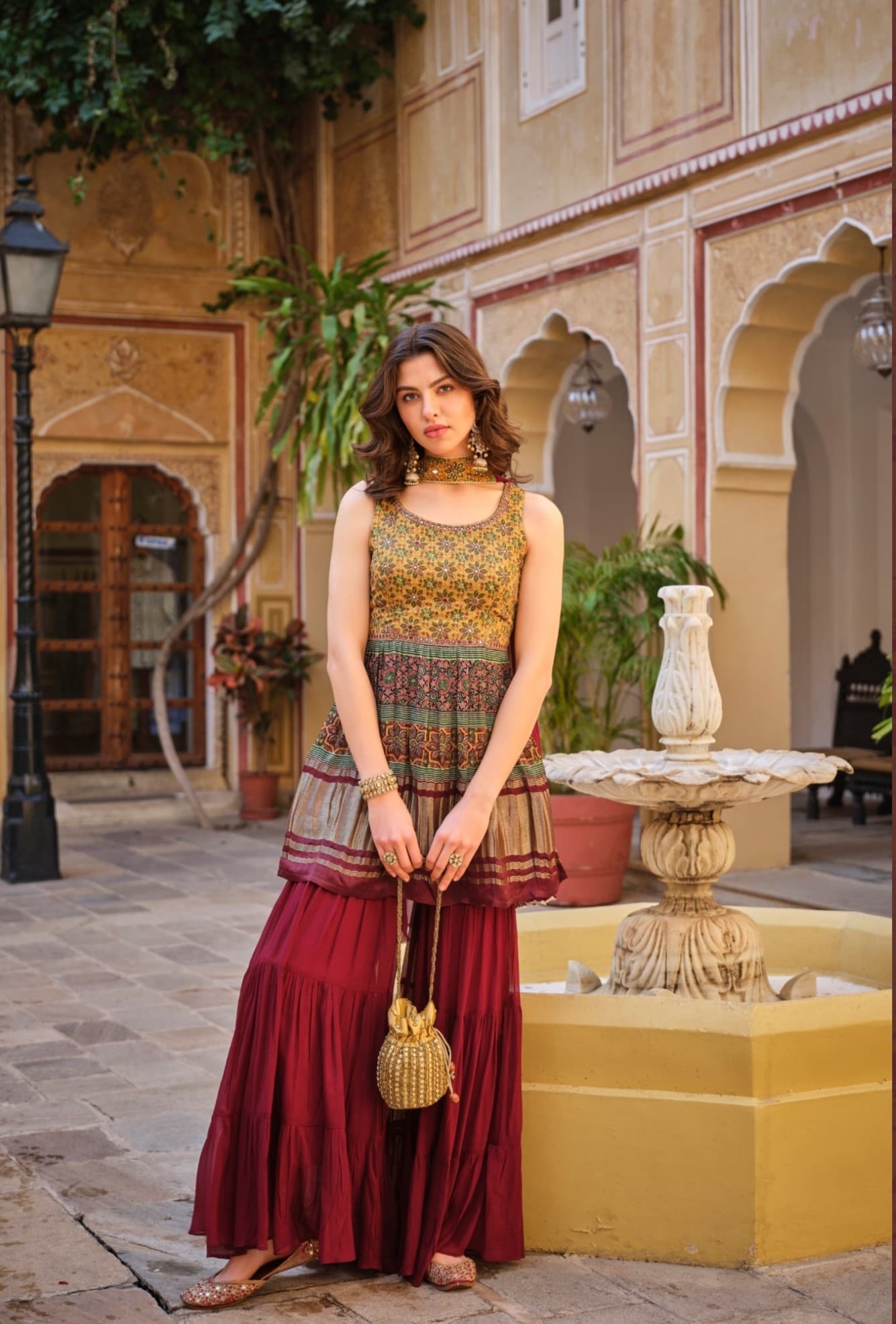 Beautiful Designer Pure Gajji Lagdi Patta Sharara Suit