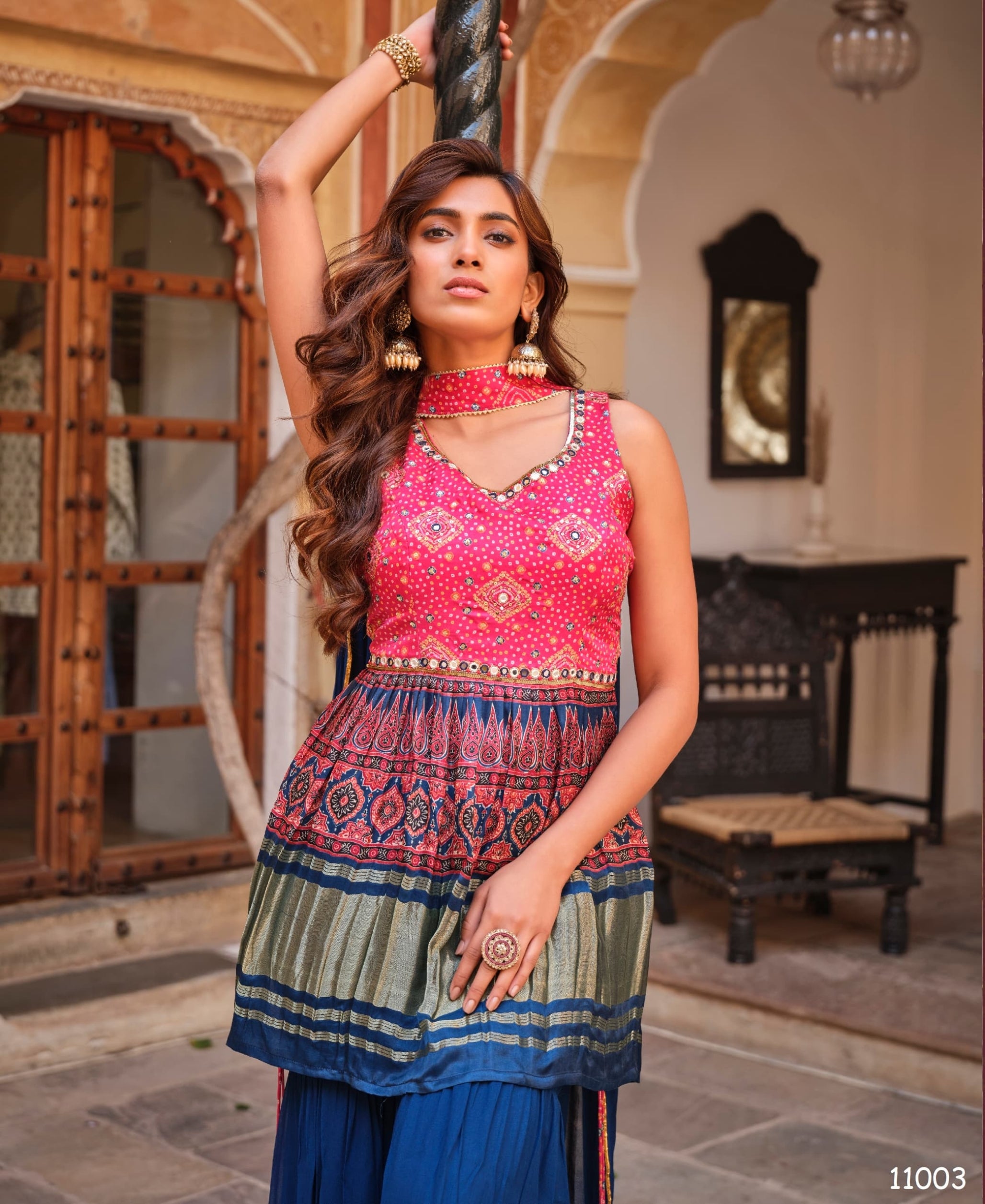 Beautiful Designer Pure Gajji Lagdi Patta Sharara Suit