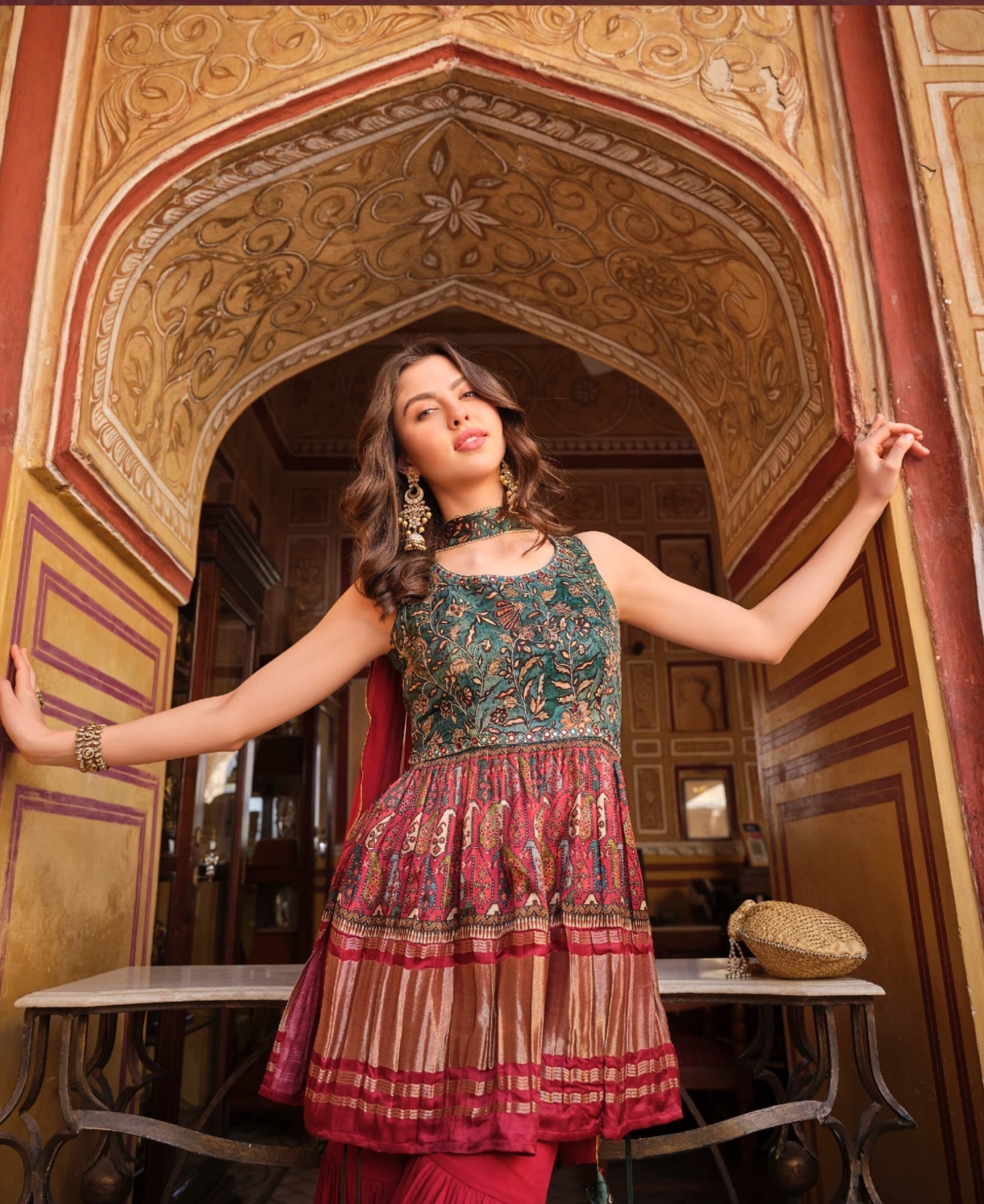 Beautiful Designer Pure Gajji Lagdi Patta Sharara Suit