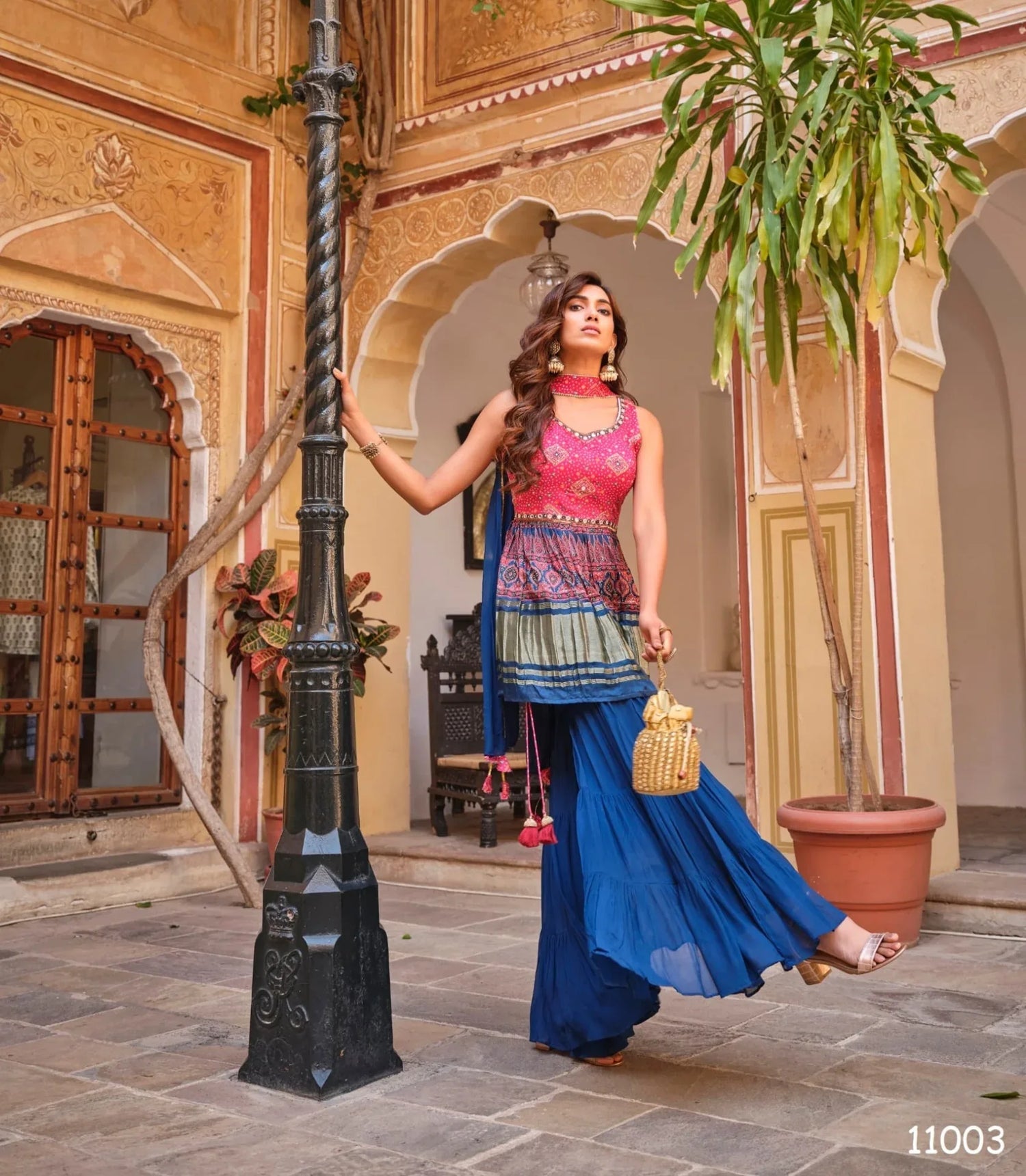 Beautiful Designer Pure Gajji Lagdi Patta Sharara Suit