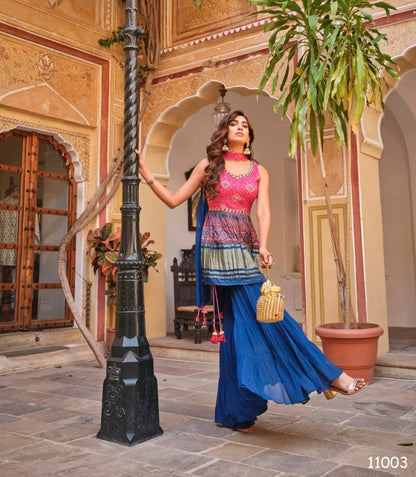 Beautiful Designer Pure Gajji Lagdi Patta Sharara Suit