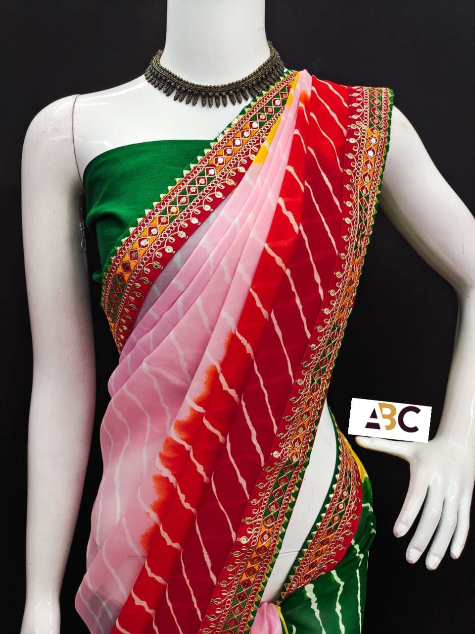 Beautiful Designer Rajasthani Bandhej Lehariya Saree