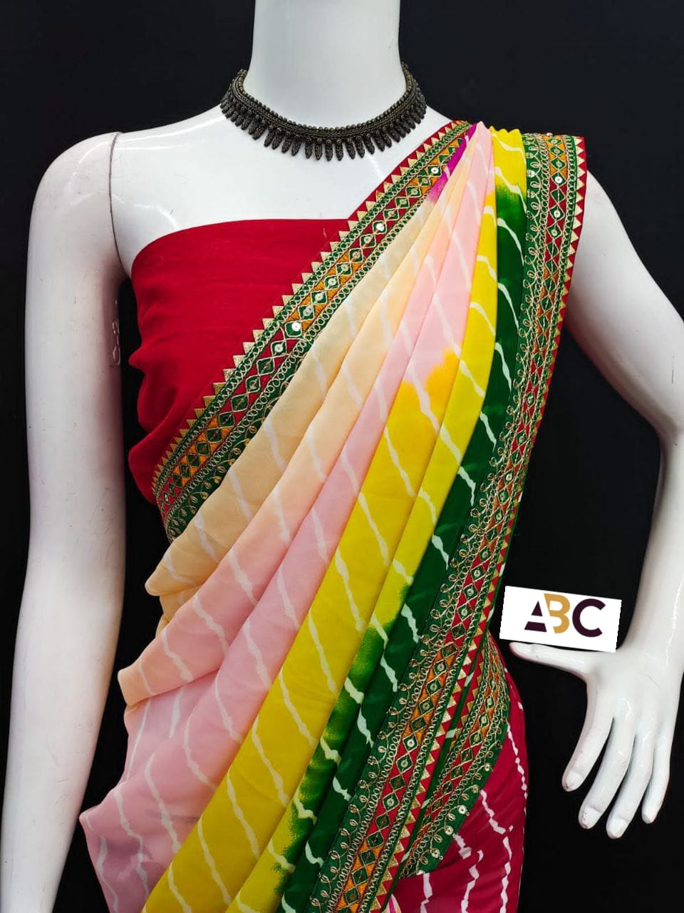 Beautiful Designer Rajasthani Bandhej Lehariya Saree