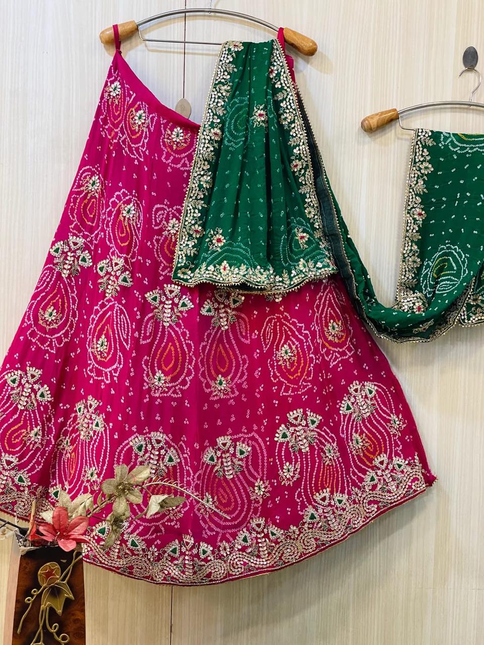 Beautiful Rajasthani Pure Rai Bandhej Lehenga Choli
