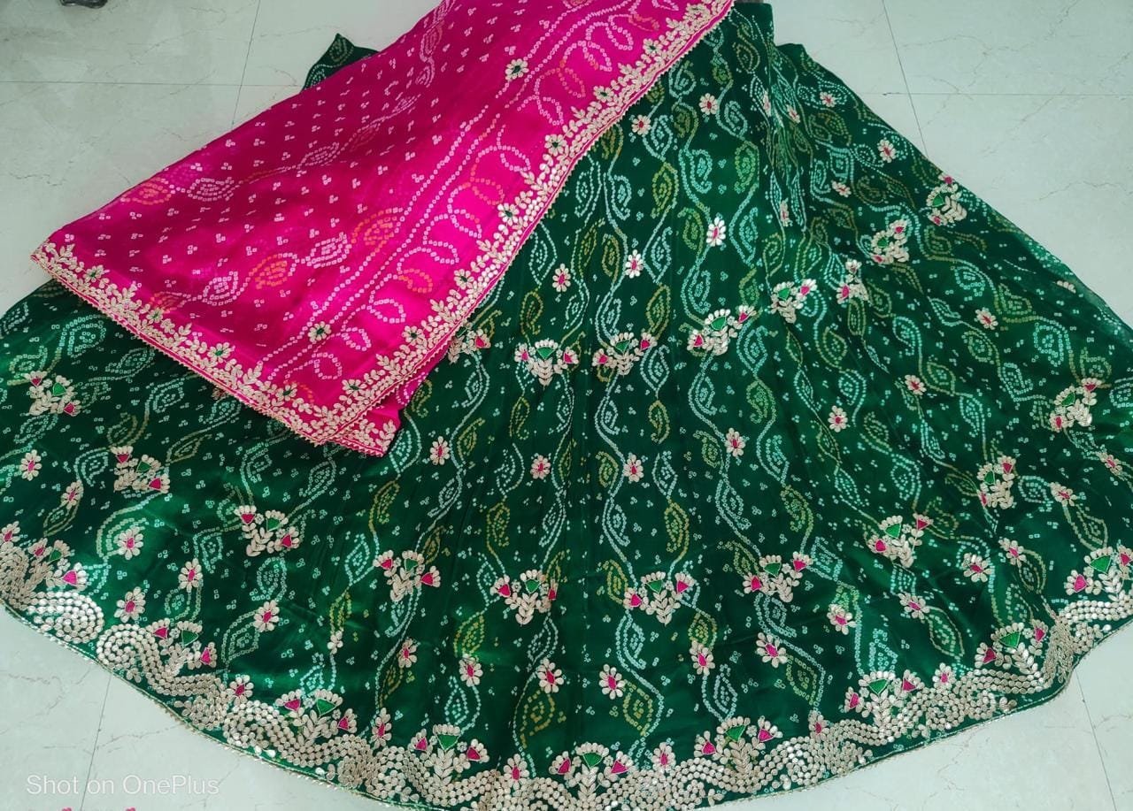 Beautiful Rajasthani Pure Rai Bandhej Lehenga Choli