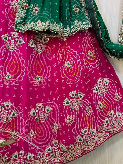 Beautiful Rajasthani Pure Rai Bandhej Lehenga Choli