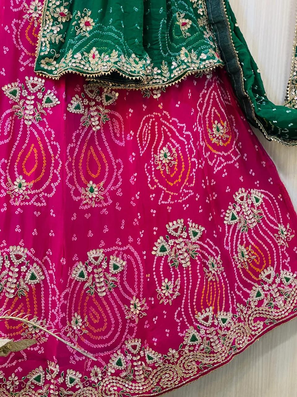 Beautiful Rajasthani Pure Rai Bandhej Lehenga Choli