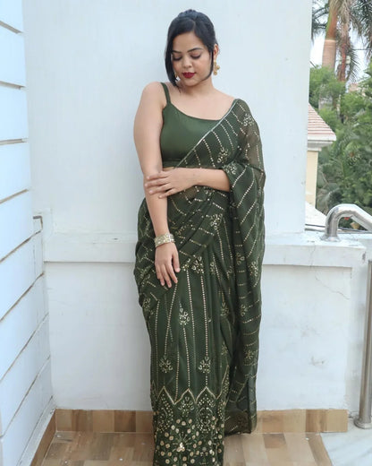 Beautiful Designer Party Wear Soft Gorgette Saree