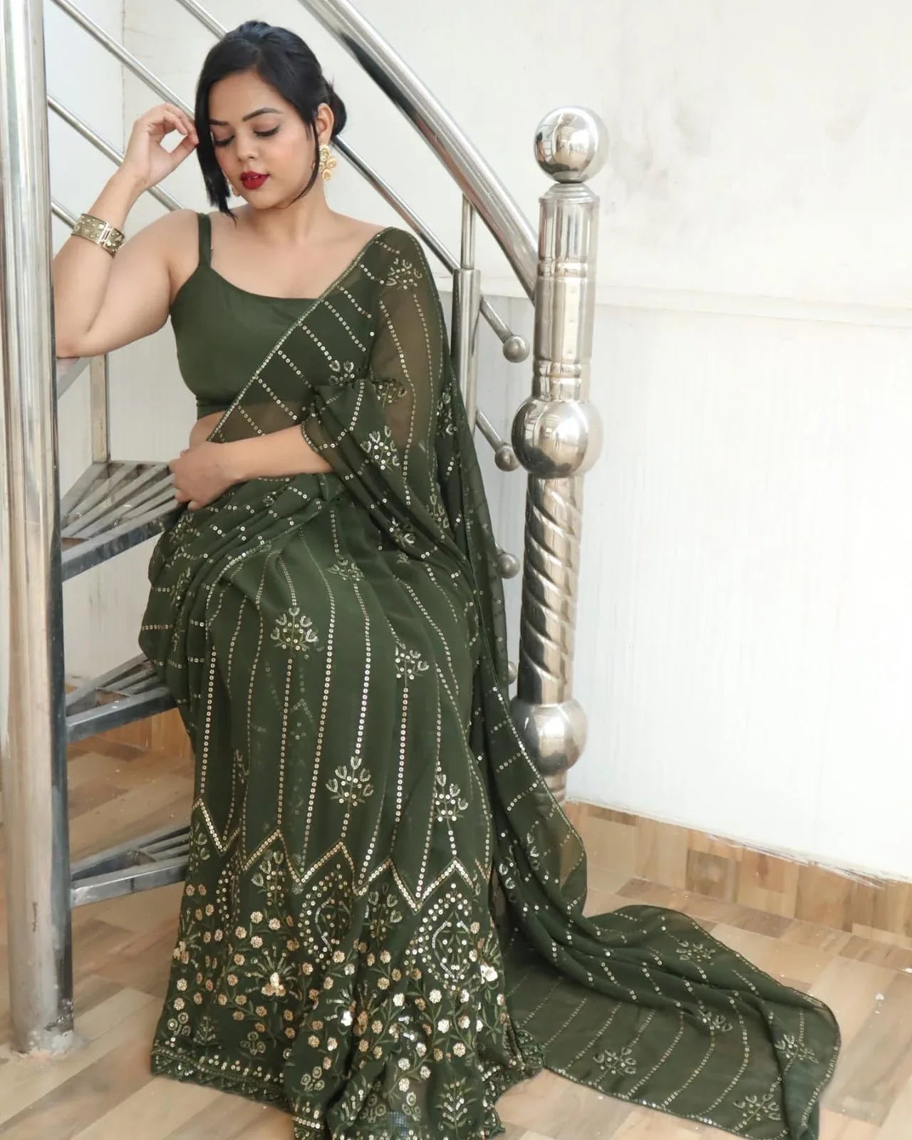 Beautiful Designer Party Wear Soft Gorgette Saree