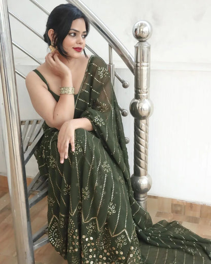 Beautiful Designer Party Wear Soft Gorgette Saree