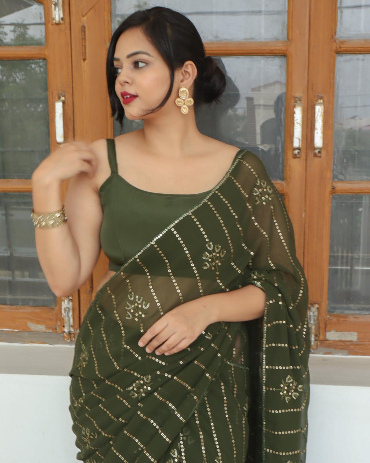 Beautiful Designer Party Wear Soft Gorgette Saree