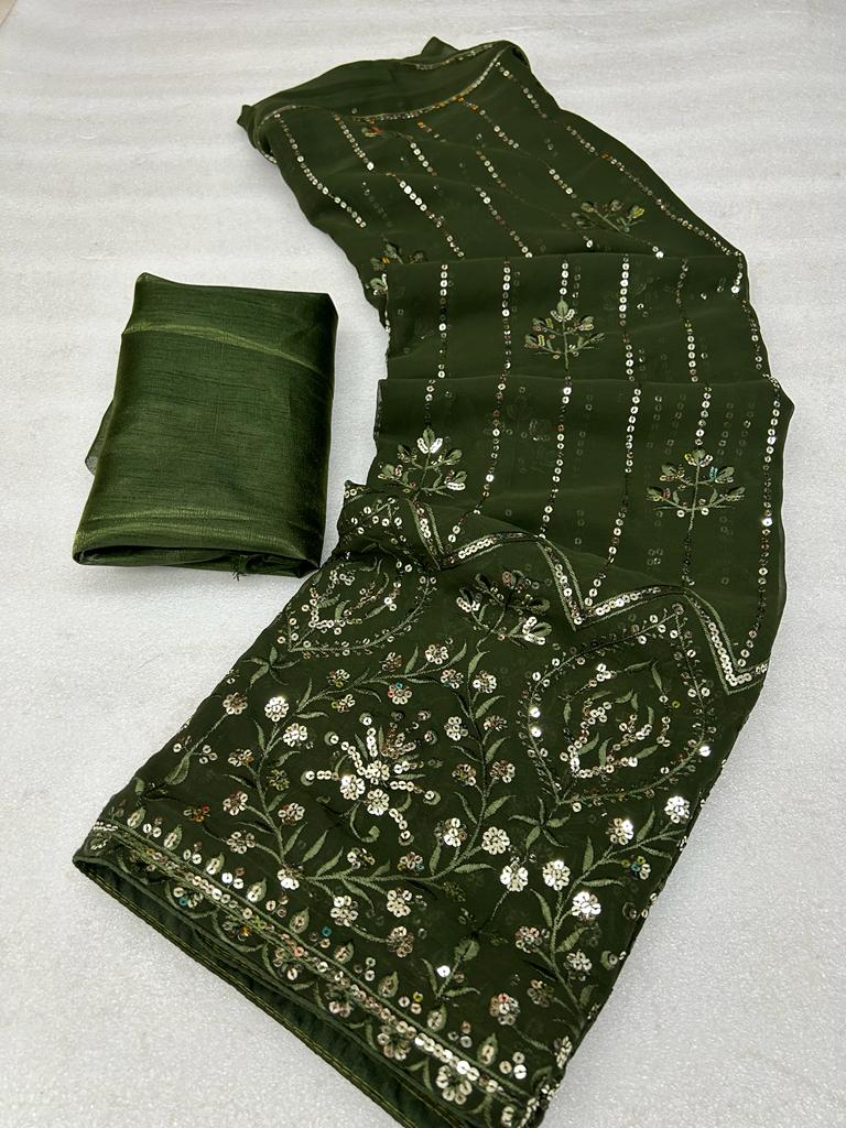 Beautiful Designer Party Wear Soft Gorgette Saree