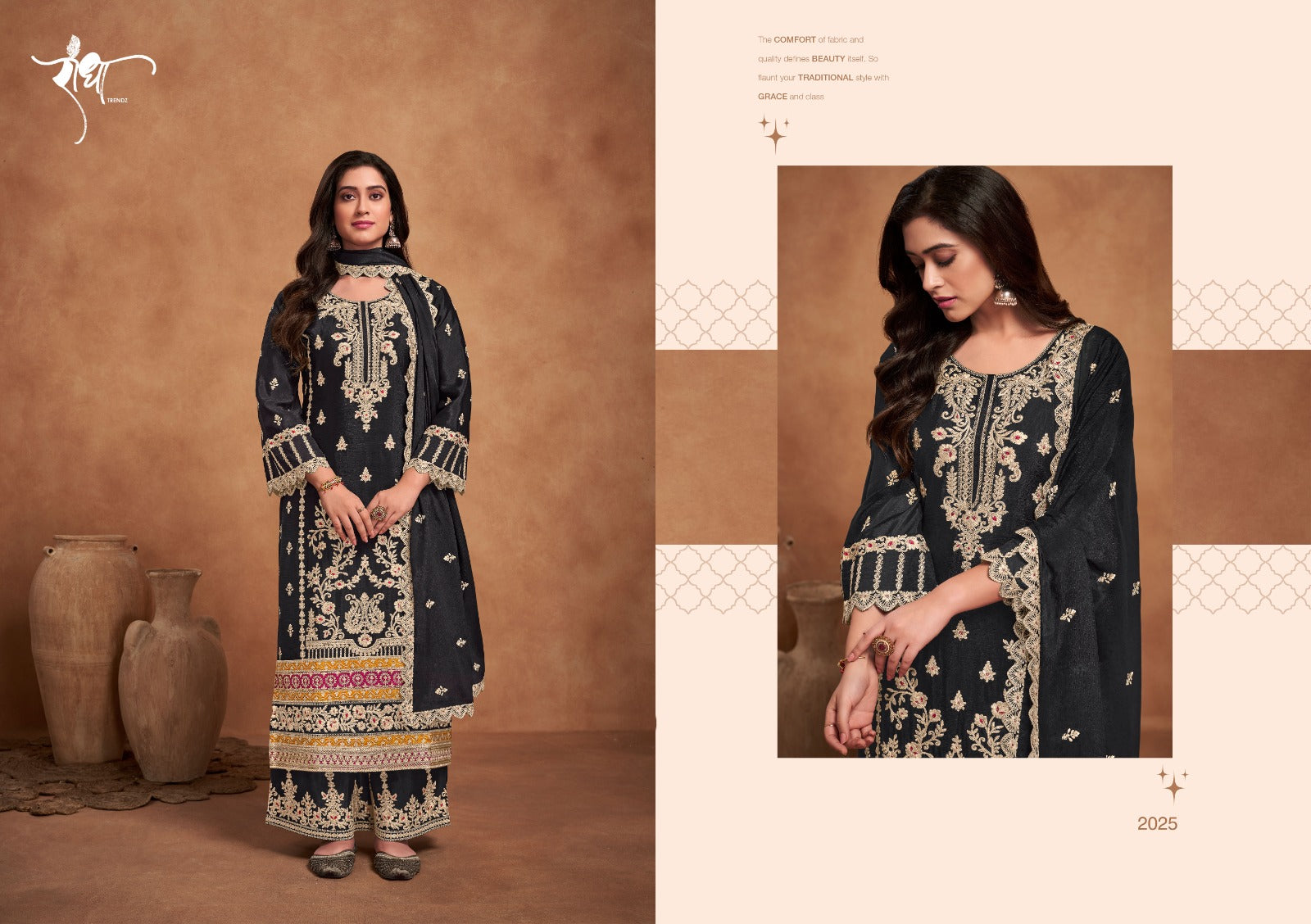 Beautiful Designer Black Pakistani Palazzo Kameez