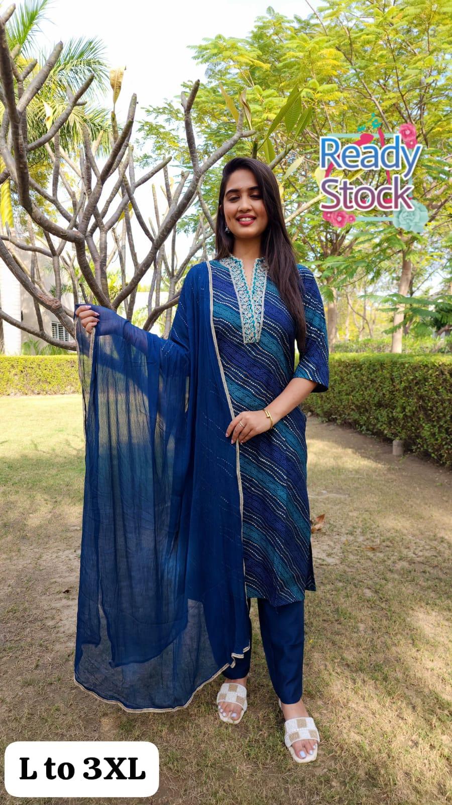 Beautiful Designer Pure Mudal Print Kurti with Pent &amp; Dupptta Set