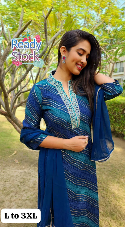 Beautiful Designer Pure Mudal Print Kurti with Pent &amp; Dupptta Set