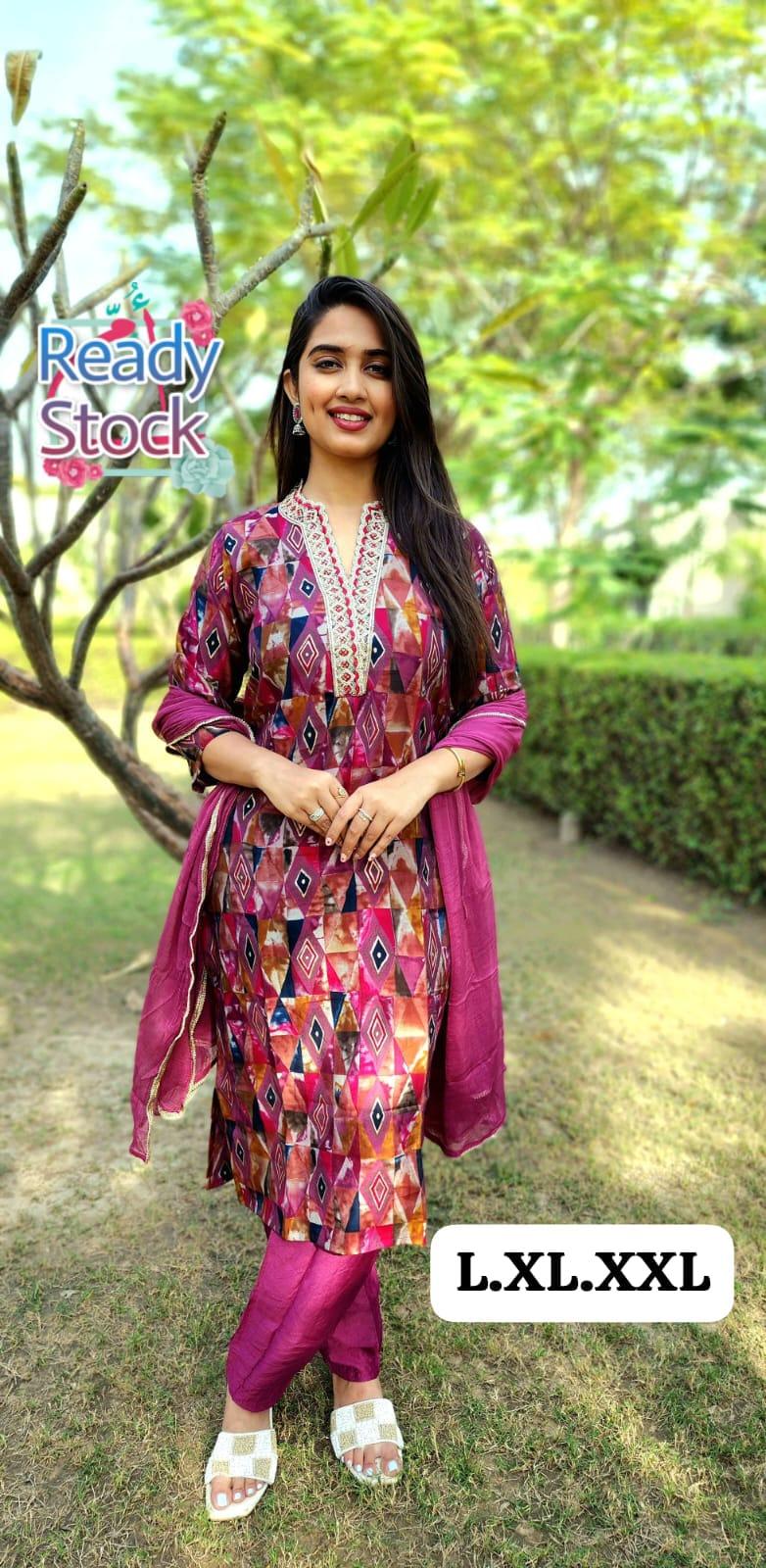 Beautiful Designer Pure Mudal Print Kurti with Pent &amp; Dupptta Set