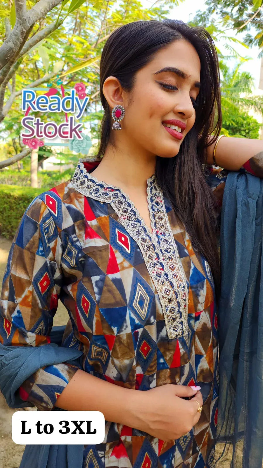 Beautiful Designer Pure Mudal Print Kurti with Pent &amp; Dupptta Set