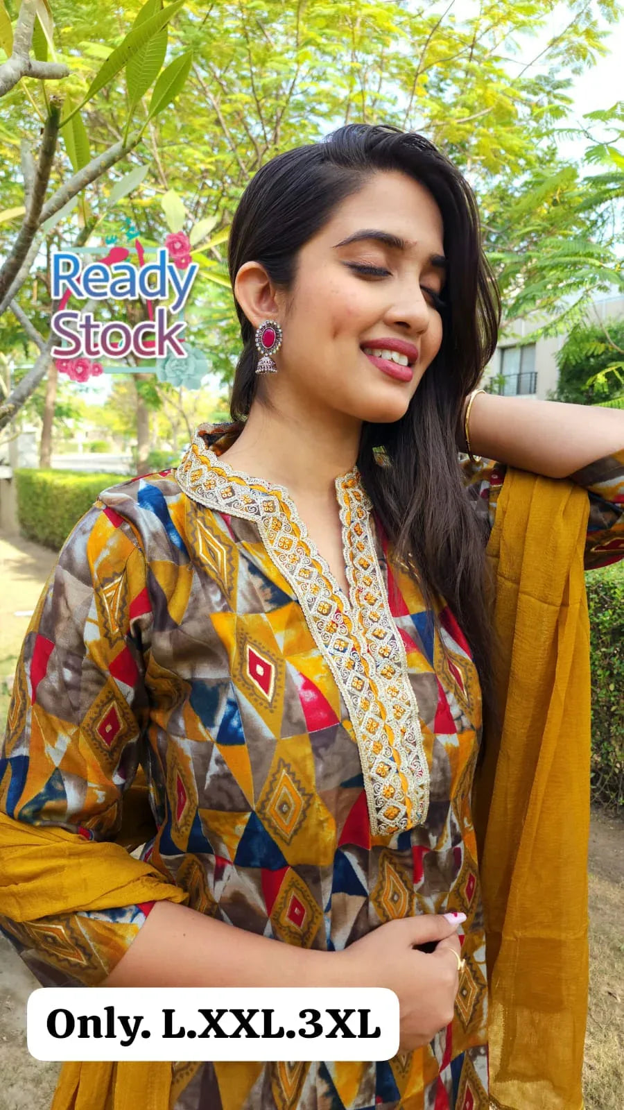 Beautiful Designer Pure Mudal Print Kurti with Pent &amp; Dupptta Set
