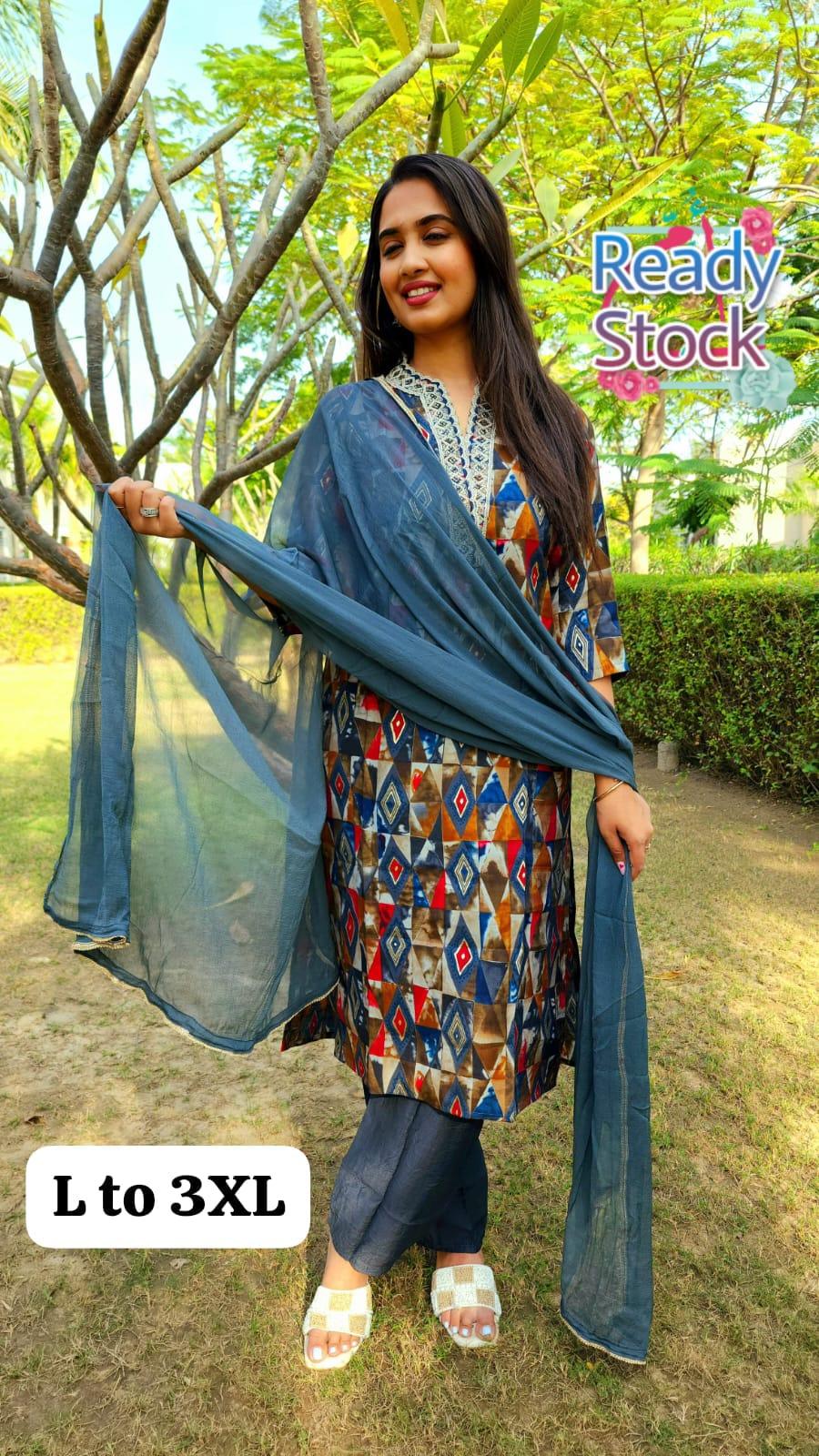 Beautiful Designer Pure Mudal Print Kurti with Pent &amp; Dupptta Set