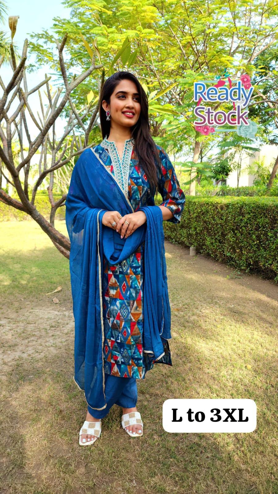 Beautiful Designer Pure Mudal Print Kurti with Pent &amp; Dupptta Set