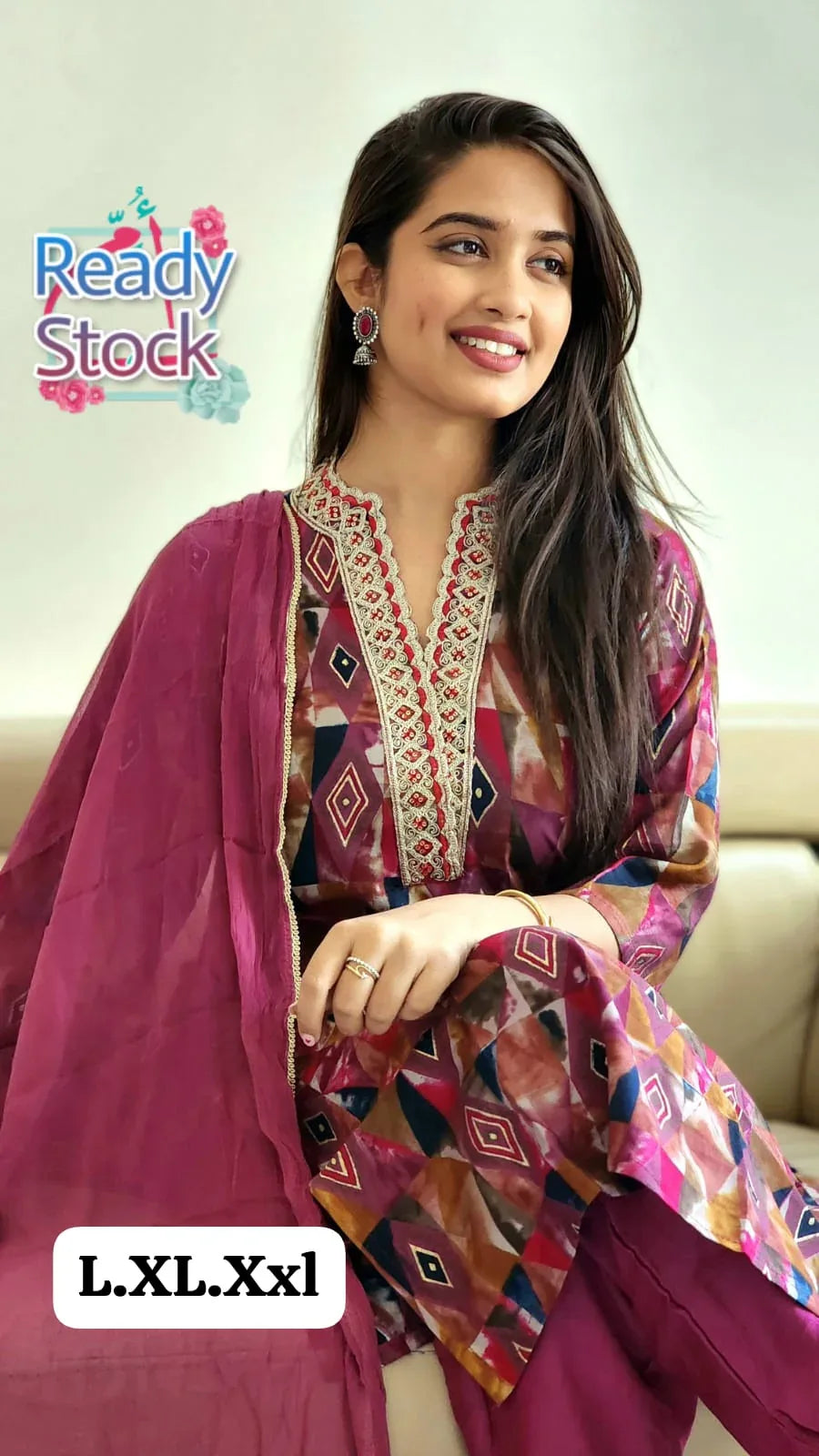 Beautiful Designer Pure Mudal Print Kurti with Pent &amp; Dupptta Set
