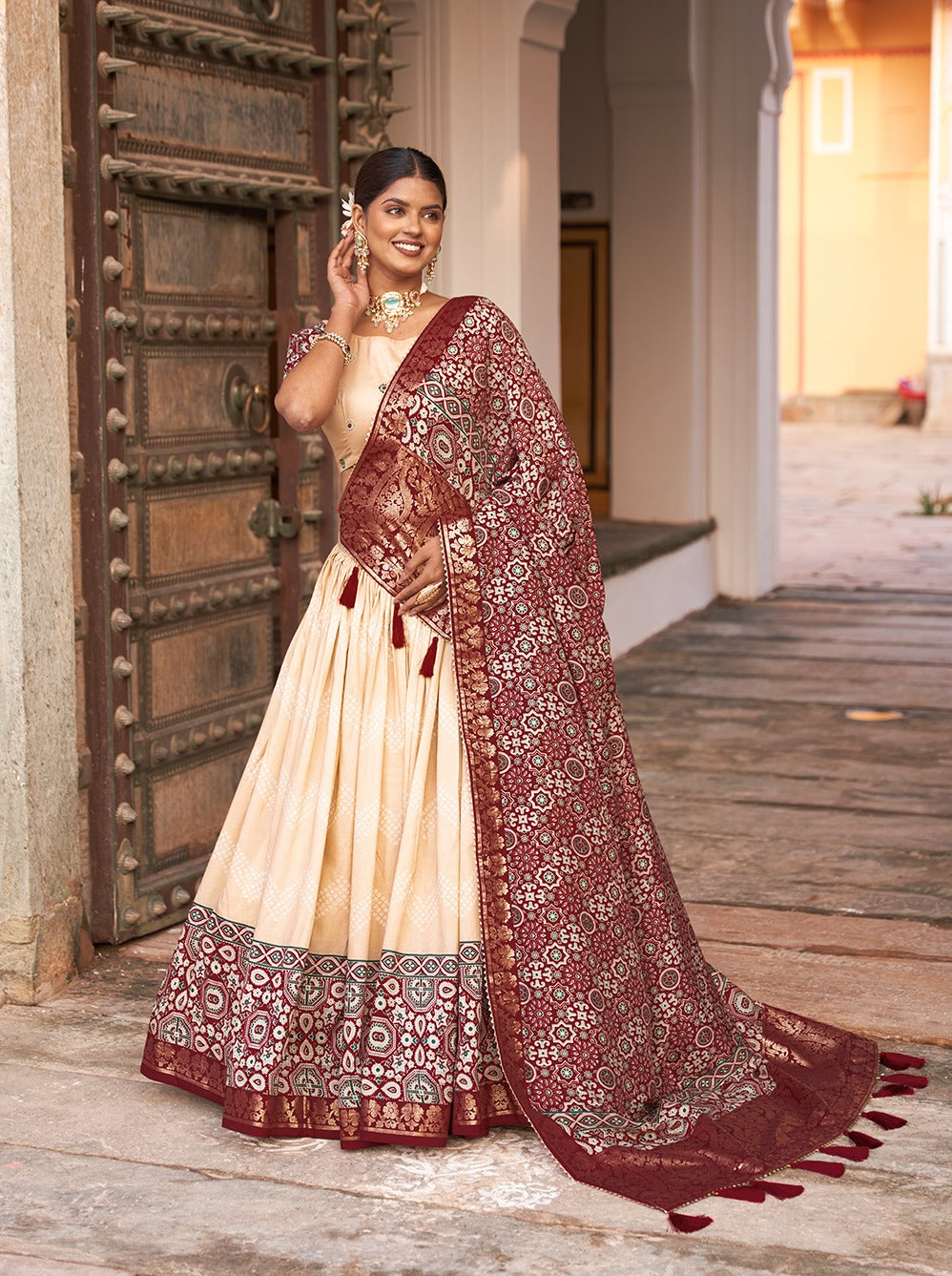 Beautiful Designer Tussar Silk Lehenga Choli