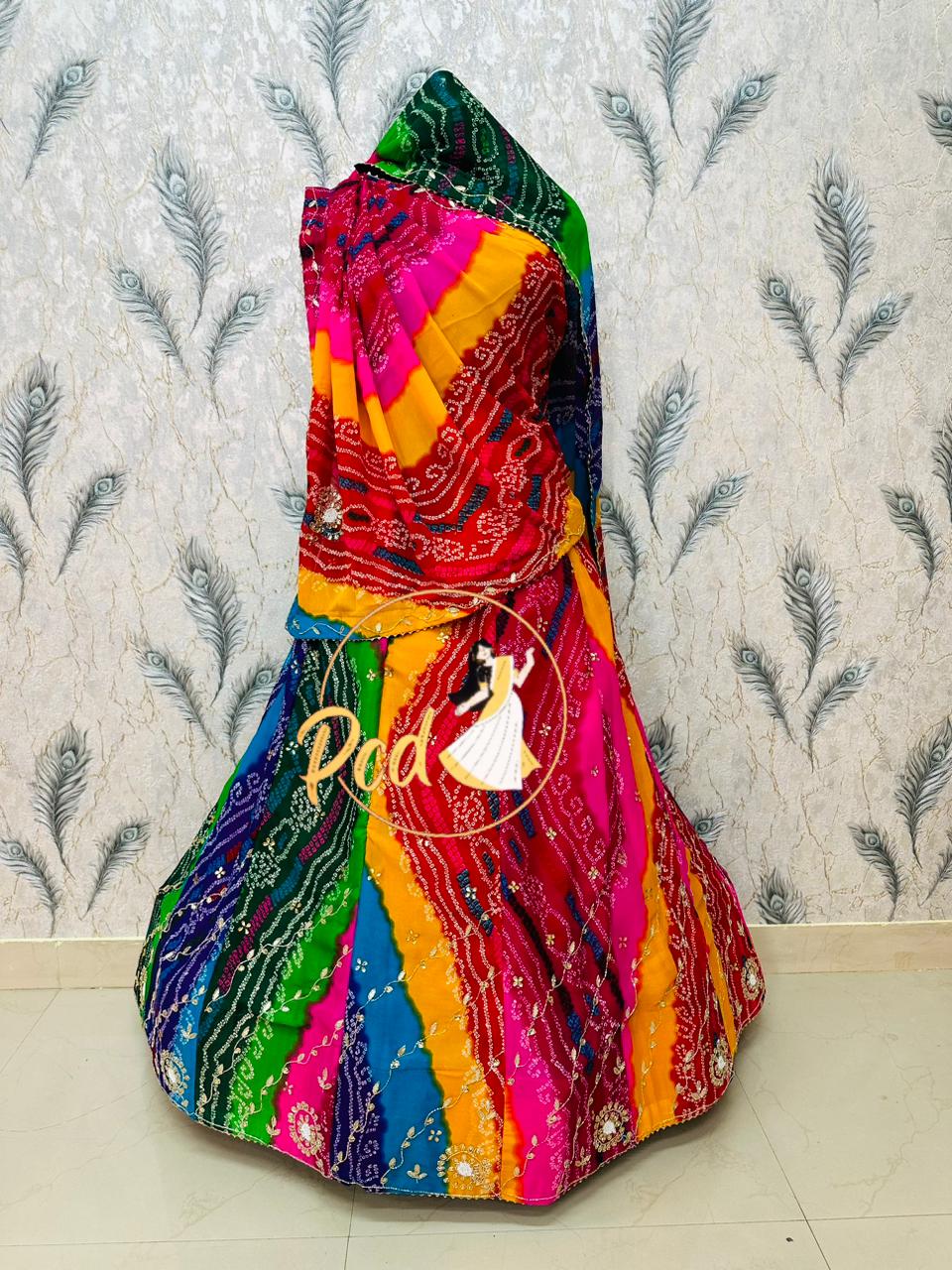 Beautiful Designer Rajasthani Pure Georgette Multicolor Lahenga Choli