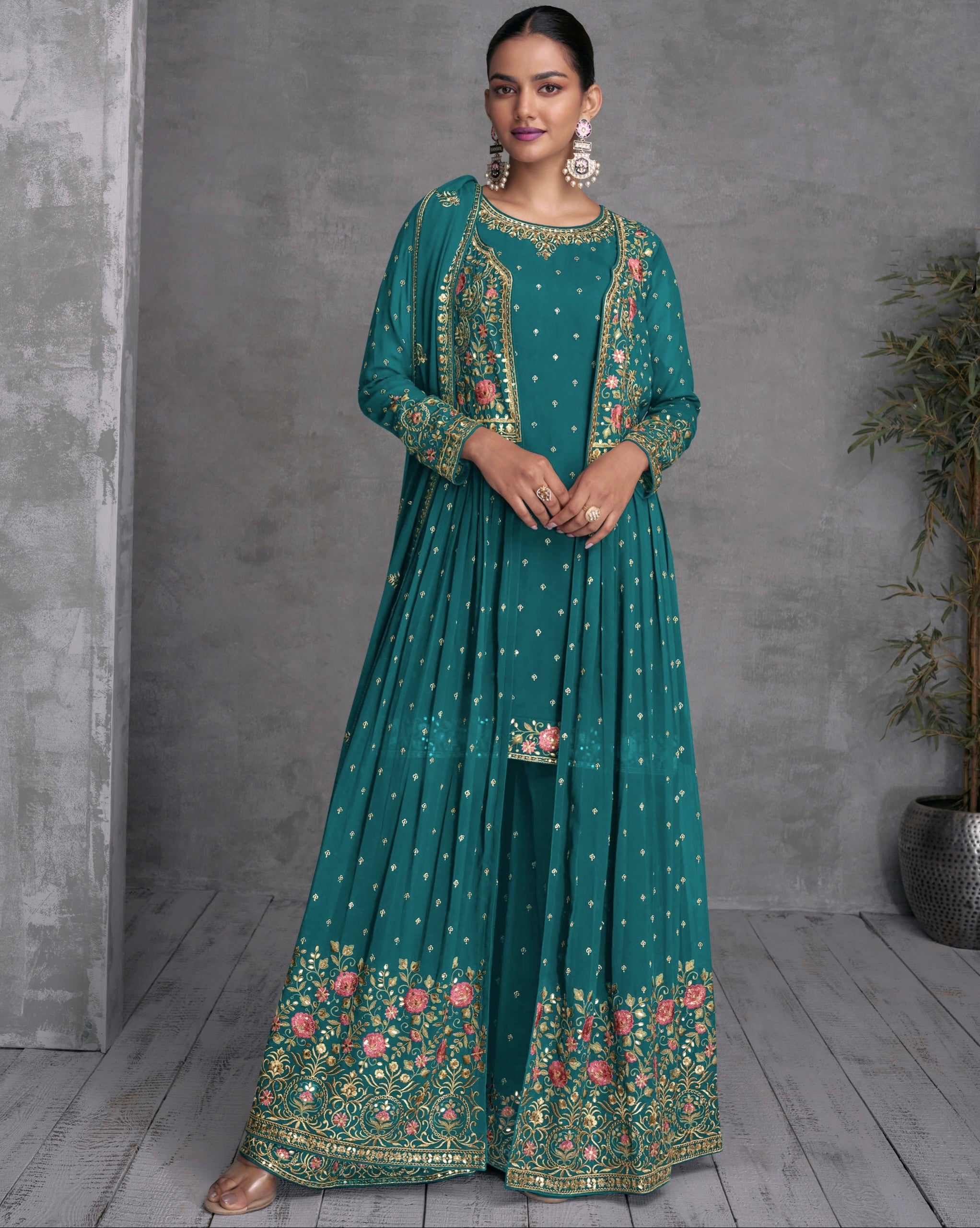 Zohana Gulkayra Georgette Jacket Style Party Wear Suit D.No. 7410-C