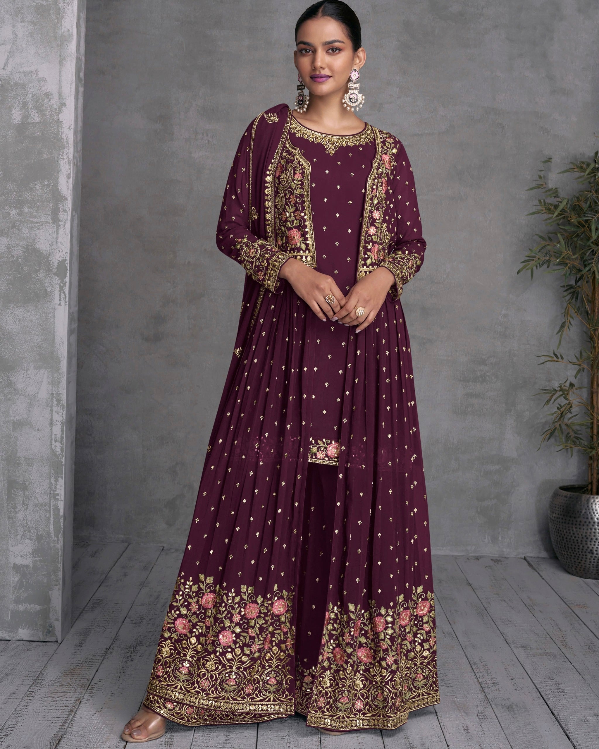 Zohana Gulkayra Georgette Jacket Style Party Wear Suit D.No. 7410-A