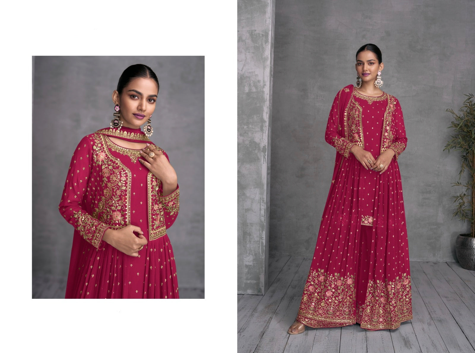 Zohana Gulkayra Georgette Jacket Style Party Wear Suit D.No. 7410-D