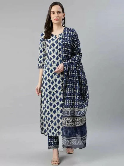 Beautiful Designer Pure Cotton Full Stiched Kurti Pant with Dupatta