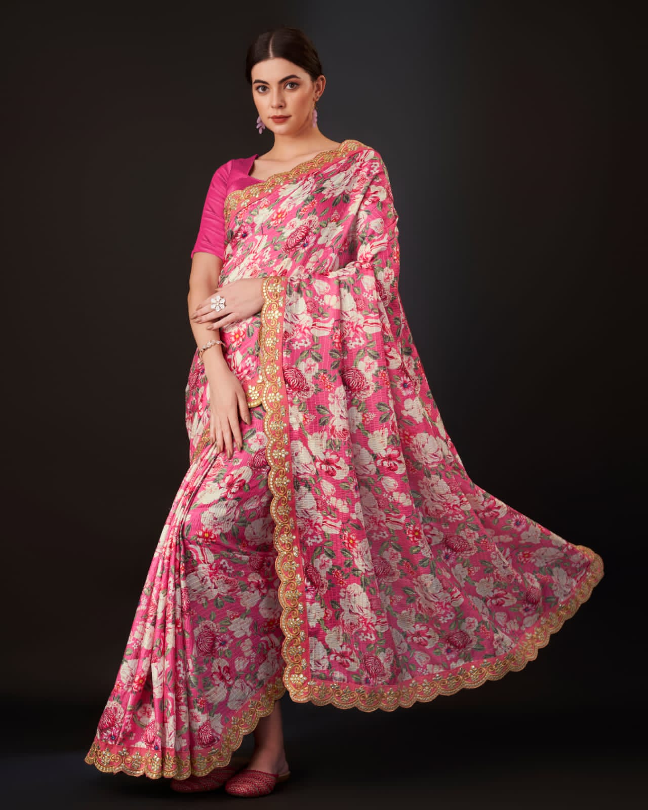 Beautiful Designer Floral Pattern Saree