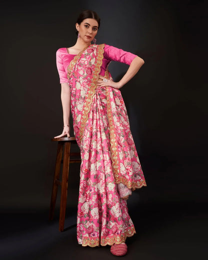 Beautiful Designer Floral Pattern Saree