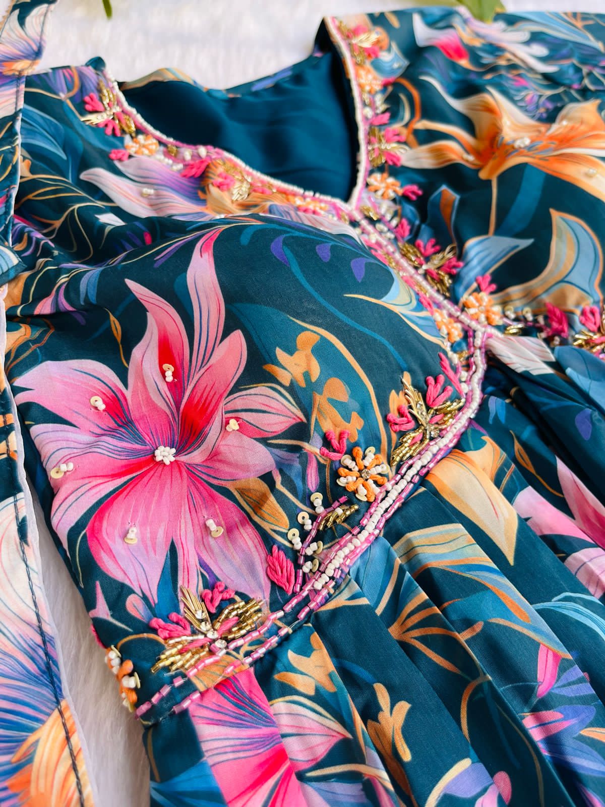 Beautiful Designer Party Wear Look Organza Taby Silk Gown