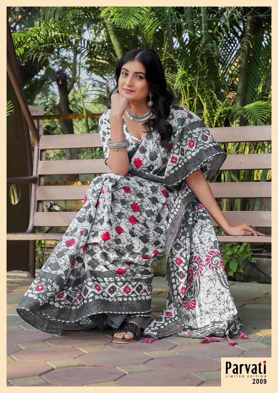 Beautiful Designer Jaipuri Woven Mulmul Cotton Saree