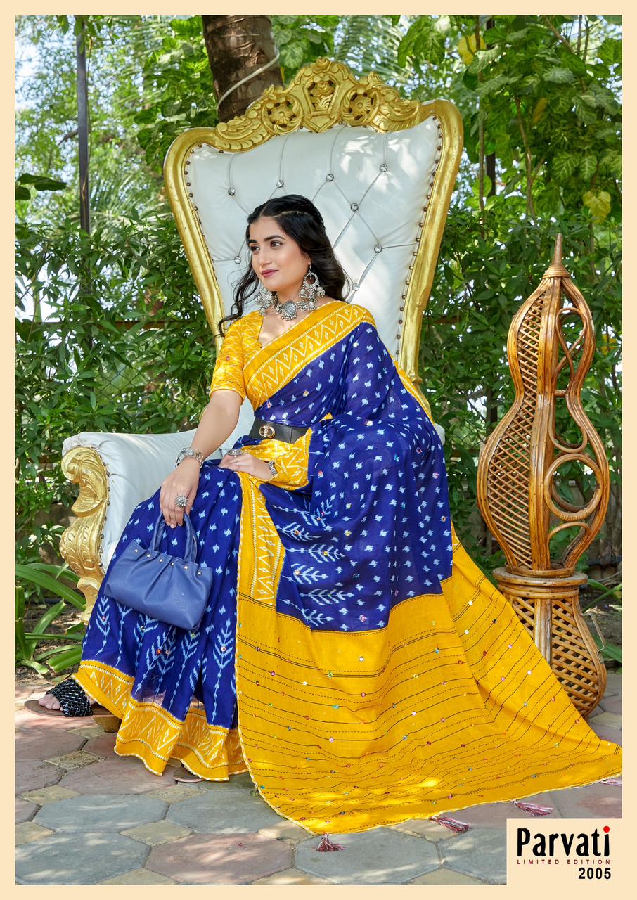 Beautiful Designer Jaipuri Woven Mulmul Cotton Saree