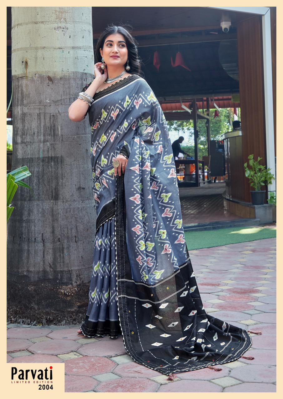 Beautiful Designer Jaipuri Woven Mulmul Cotton Saree