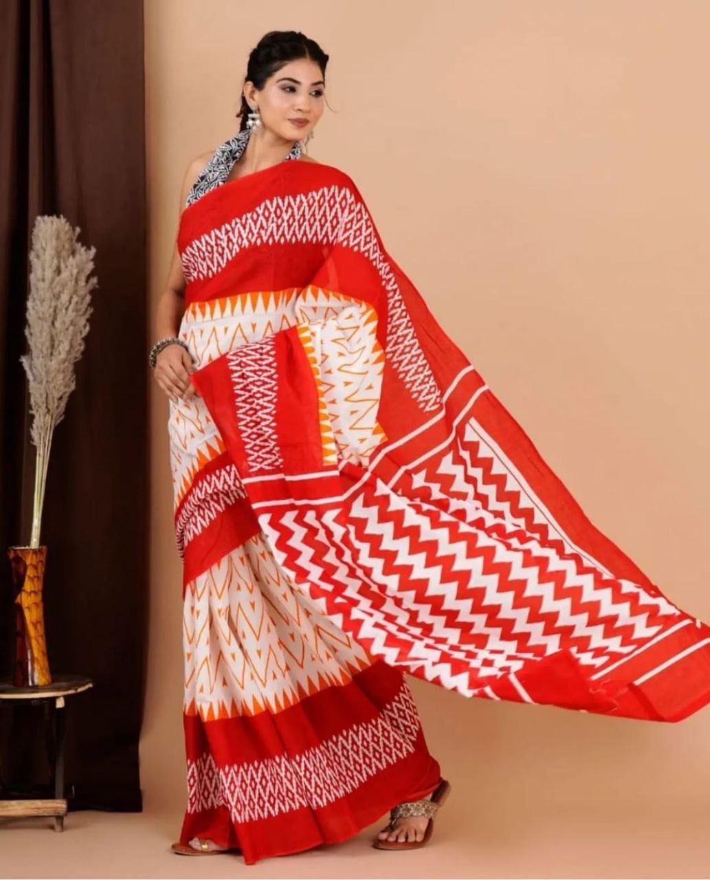Beautiful Designer Jaipuri Pure Mulmul Cotton Saree