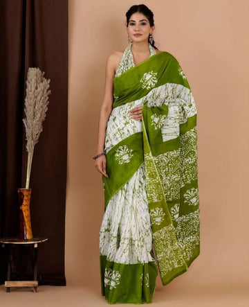 Beautiful Designer Jaipuri Pure Mulmul Cotton Saree